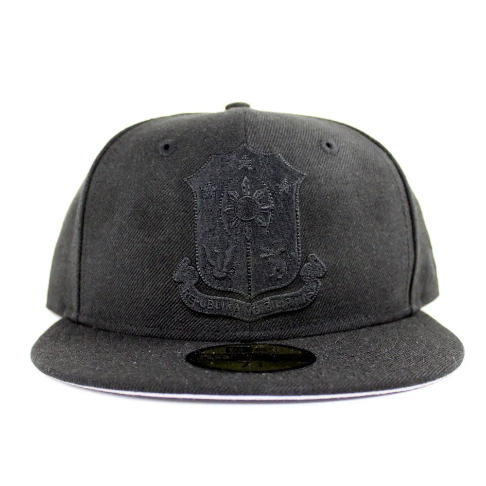 Philippine Crest New Era 59Fifty Fitted Hat (Black on Black Gray Under Brim)