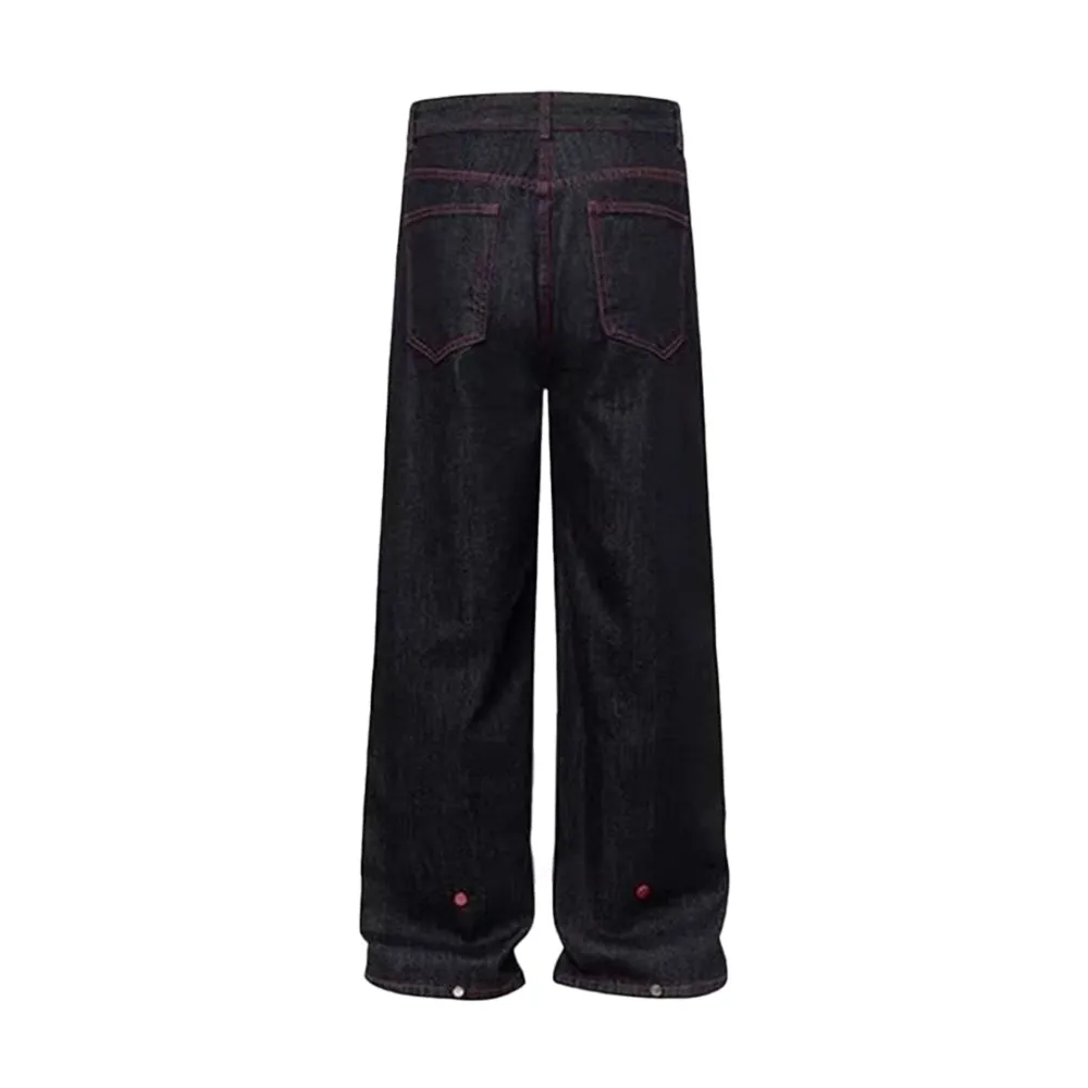 Plaid Patchwork Design Retro Jeans