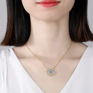 Popular Sterling Silver CZ Crystal Turkish Eye Necklace