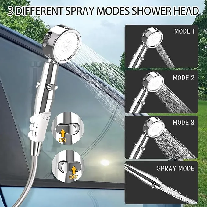 Portable Camping Shower, Upgraded Outdoor Camp Shower with 6000mAh Rechargeable Electric Shower Pump IPX7 Waterproof Outdoor Shower for Camping, Hiking, Traveling