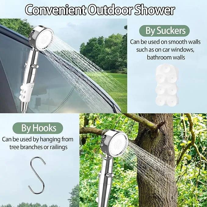 Portable Camping Shower, Upgraded Outdoor Camp Shower with 6000mAh Rechargeable Electric Shower Pump IPX7 Waterproof Outdoor Shower for Camping, Hiking, Traveling