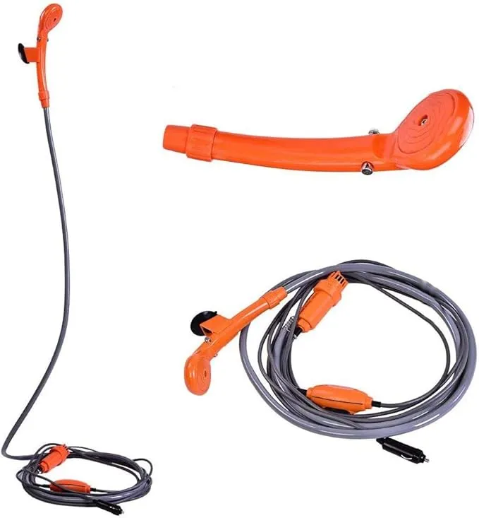 Portable Outdoor Camping Shower, 12V 3A 35W Plastic Car Plug Outdoor Portable Vehicle Mounted Shower Kit for Camping Travel Boating Fishing Pet Cleaning Outdoor Shower Kit