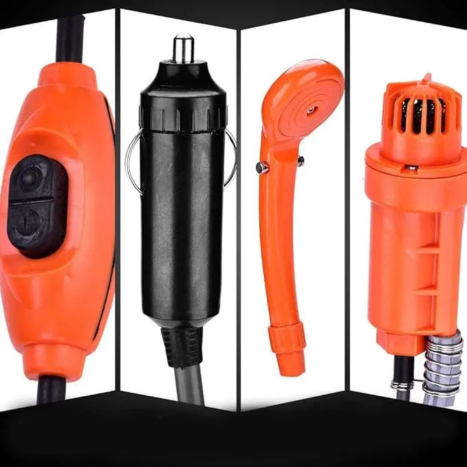 Portable Outdoor Camping Shower, 12V 3A 35W Plastic Car Plug Outdoor Portable Vehicle Mounted Shower Kit for Camping Travel Boating Fishing Pet Cleaning Outdoor Shower Kit