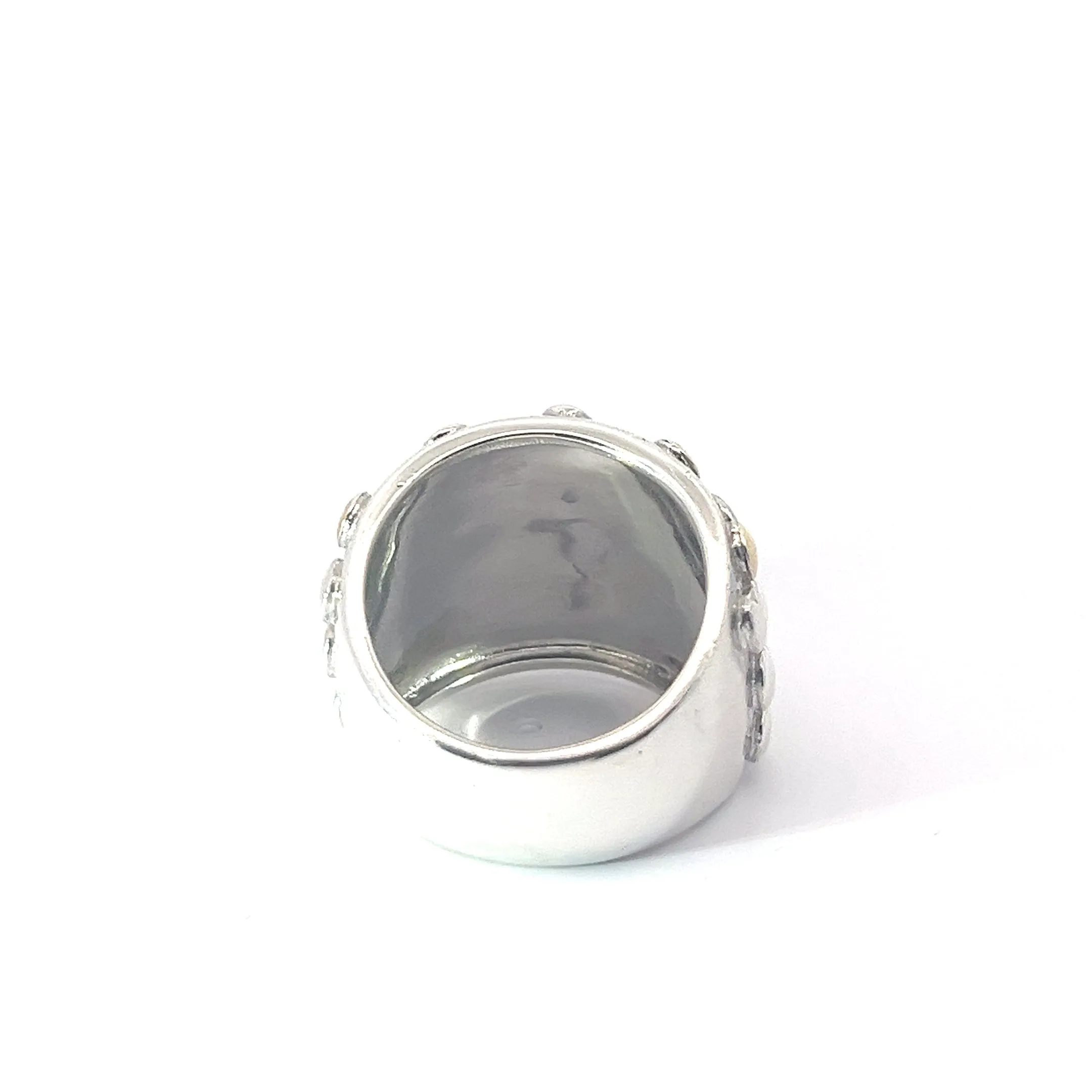 Pre-Owed Stirling Silver and 18k Gold JCG Modern Dome Bubble/ Dot Ring