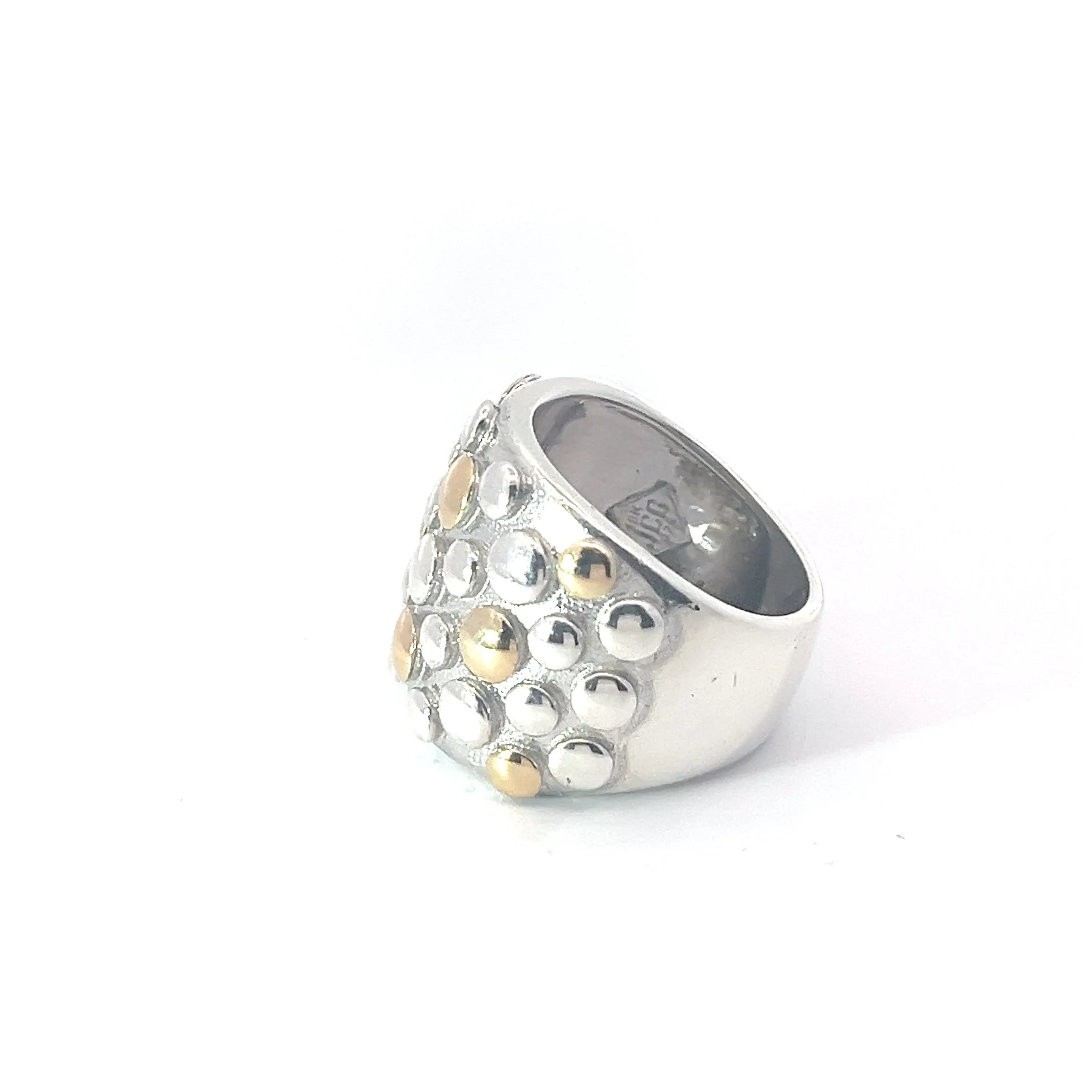 Pre-Owed Stirling Silver and 18k Gold JCG Modern Dome Bubble/ Dot Ring