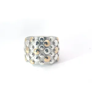 Pre-Owed Stirling Silver and 18k Gold JCG Modern Dome Bubble/ Dot Ring