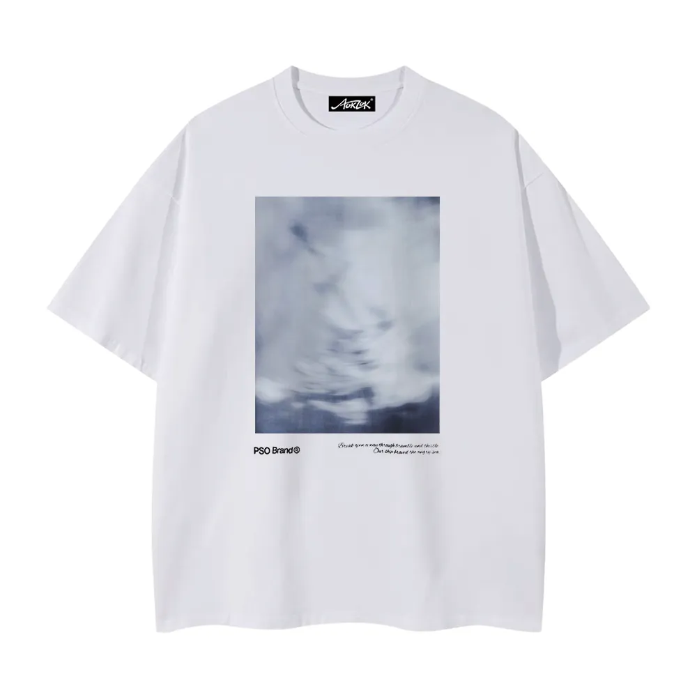 Pure Cotton 260G Blurred Landscape Print T-Shirt