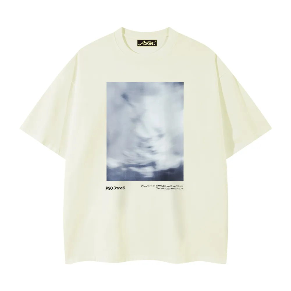 Pure Cotton 260G Blurred Landscape Print T-Shirt