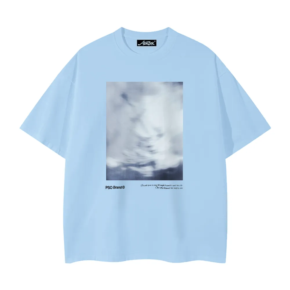 Pure Cotton 260G Blurred Landscape Print T-Shirt