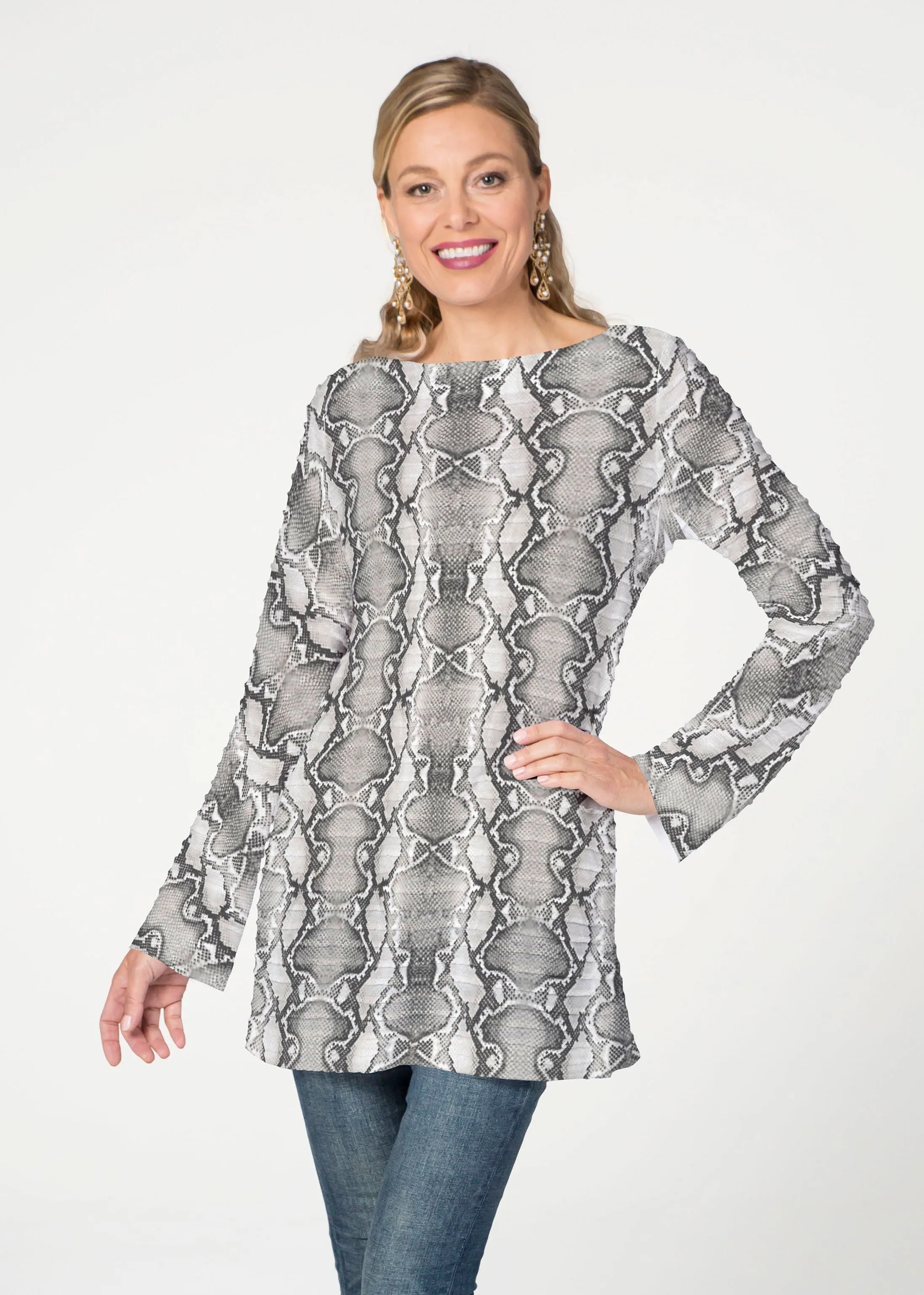 Python Silver (7272) ~ Banded Boatneck Tunic