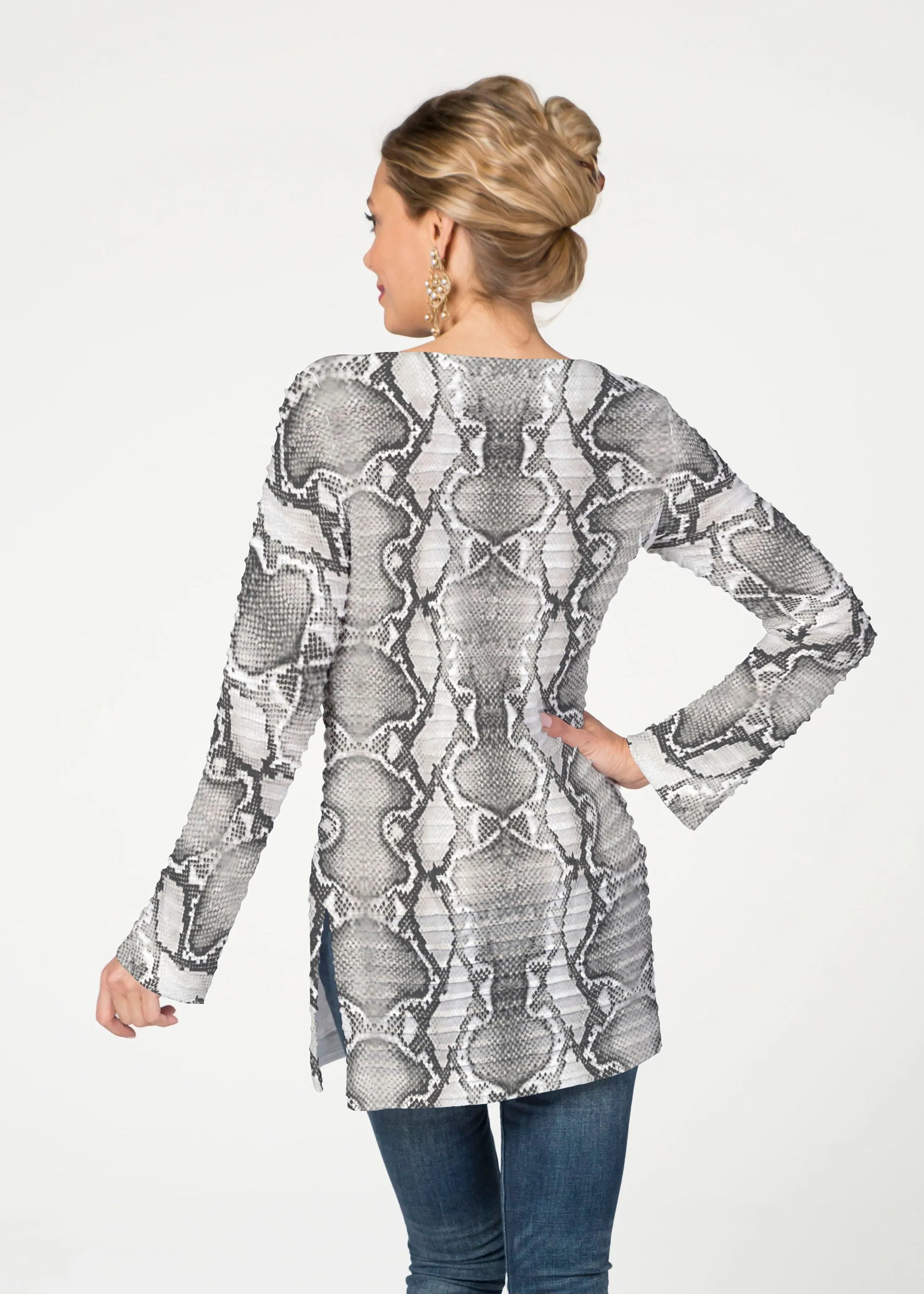 Python Silver (7272) ~ Banded Boatneck Tunic