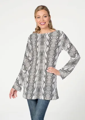 Python Silver (7272) ~ Banded Boatneck Tunic