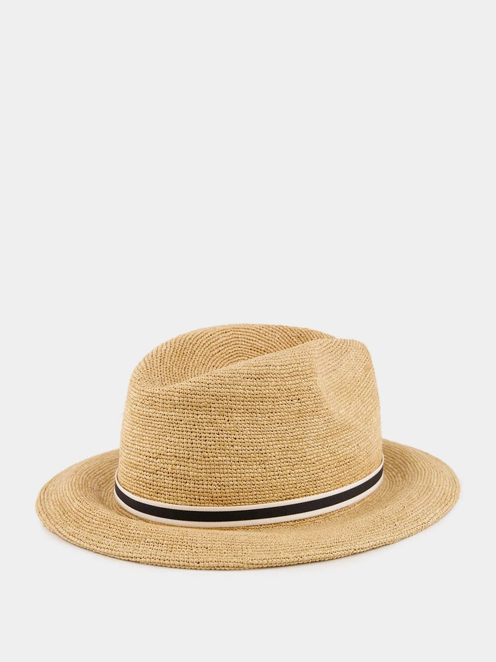 Raffia Wide-Brim Fedora Hat