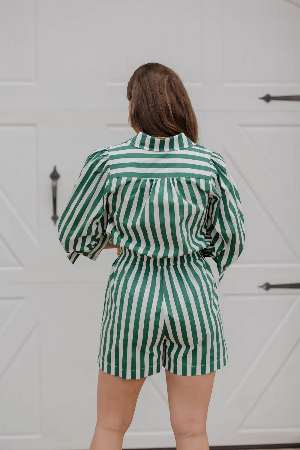 Raleigh Green Cabana Stripe Romper