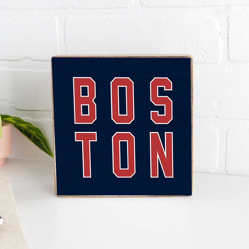 Red and Blue Boston Decorative Wooden Block