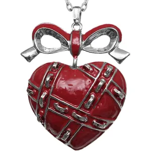 Red Heart Bow Charm Necklace