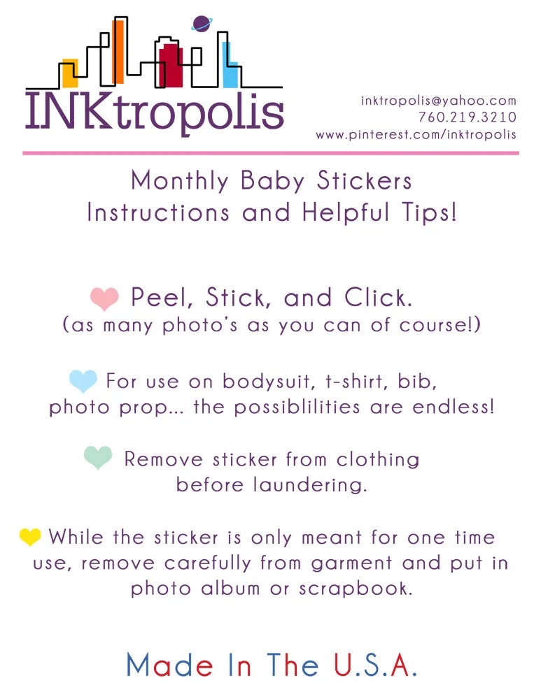 Retro 70's Patterned Baby Month Stickers