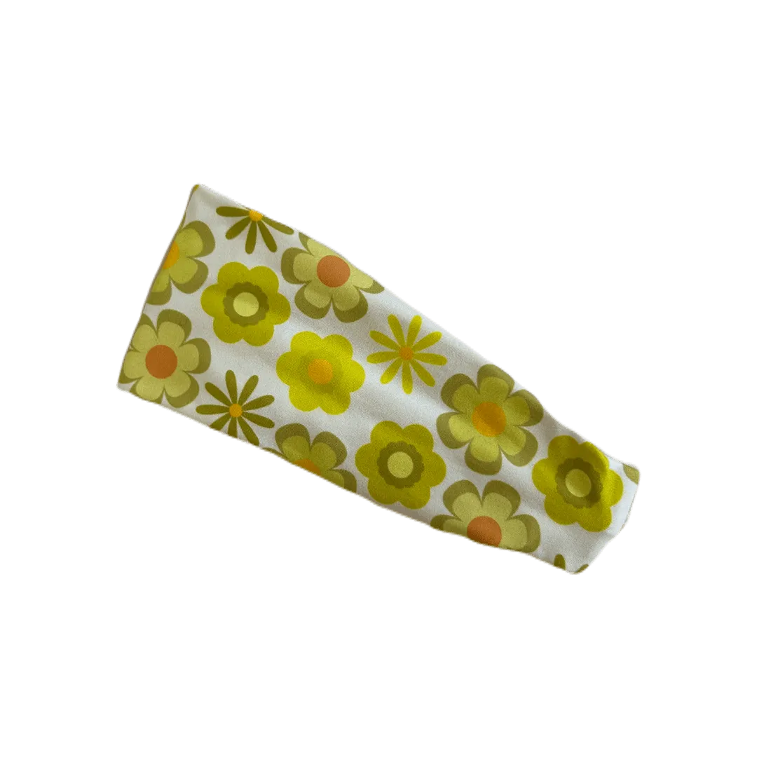Retro Chartreuse Floral Stretch Headband