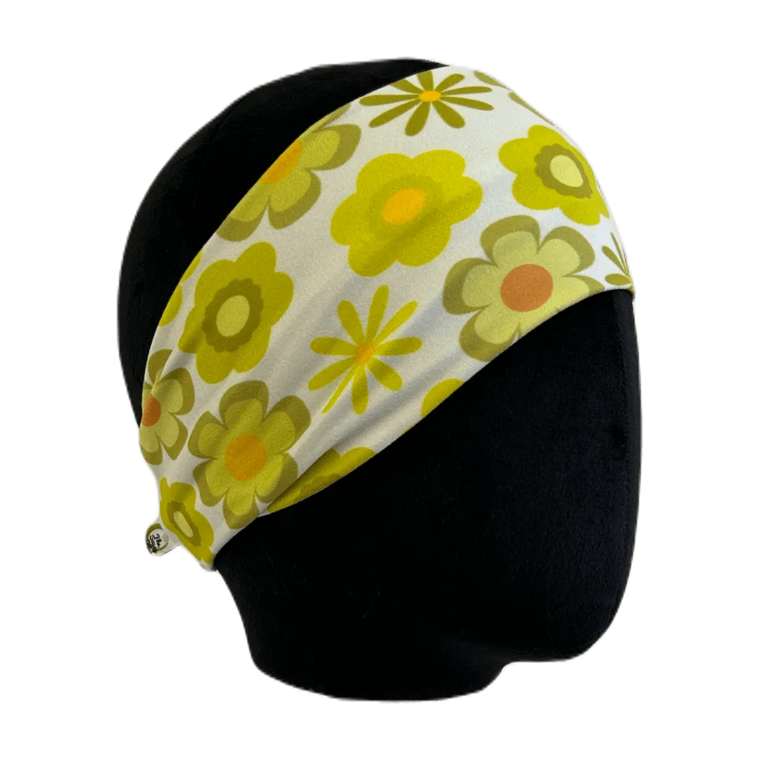 Retro Chartreuse Floral Stretch Headband