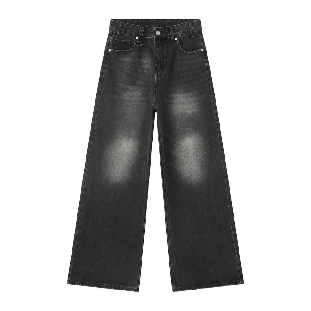 Retro Clean-Fit Distressed Loose Jeans