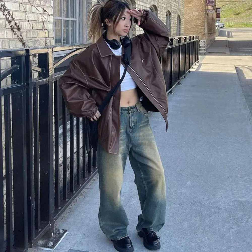Retro Clean-Fit Distressed Loose Jeans