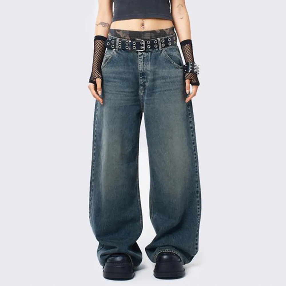 Retro Clean-Fit Distressed Loose Jeans