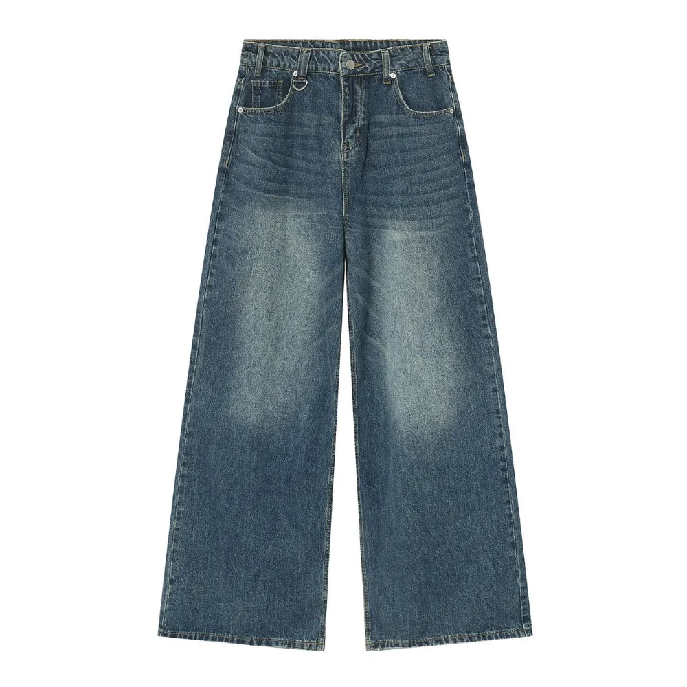 Retro Clean-Fit Distressed Loose Jeans