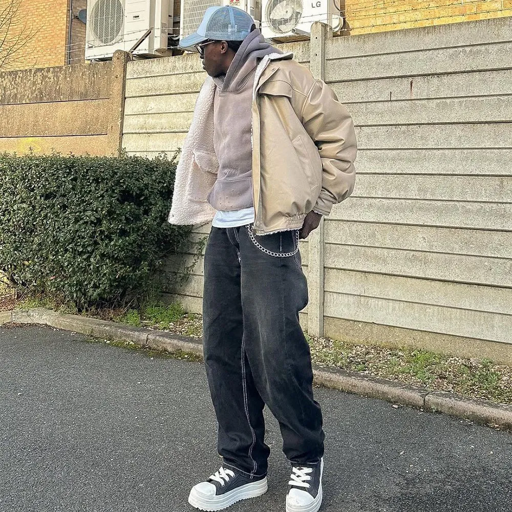 Retro Clean-Fit Distressed Loose Jeans