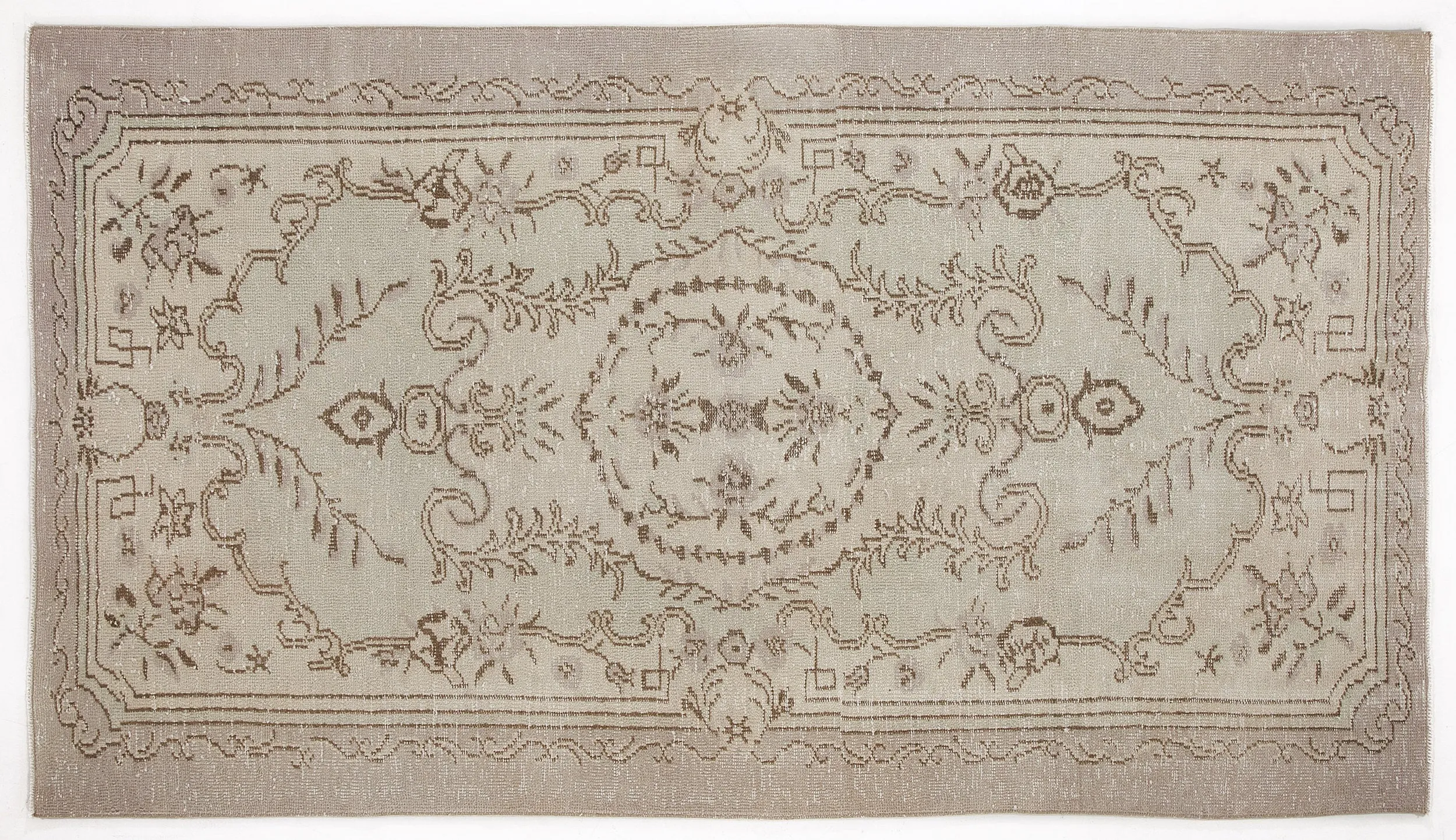 Retro Design Beige Over Dyed Vintage Rug 4'10'' x 8'8'' ft 148 x 265 cm
