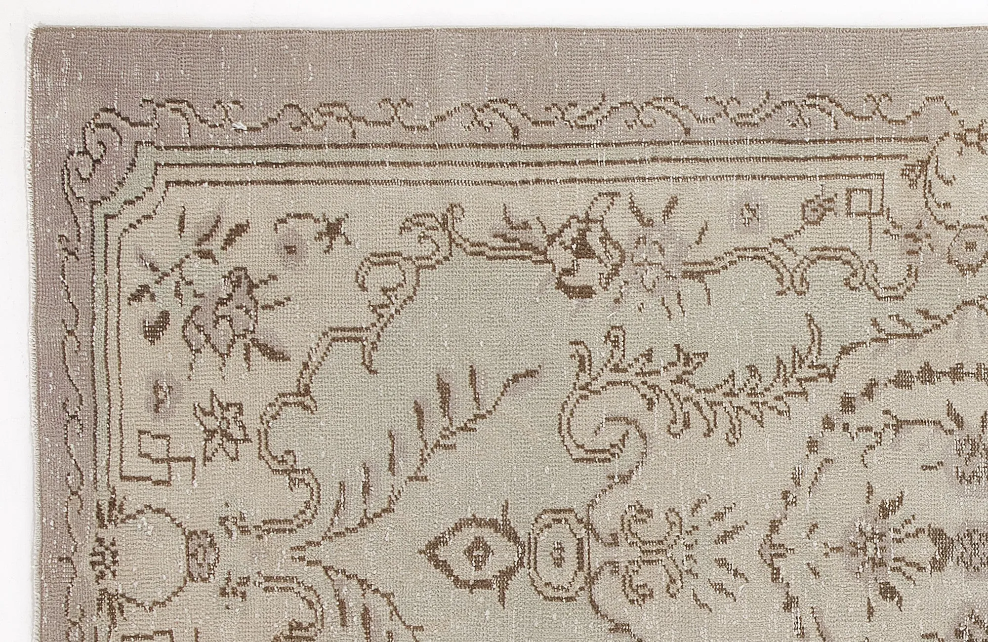 Retro Design Beige Over Dyed Vintage Rug 4'10'' x 8'8'' ft 148 x 265 cm