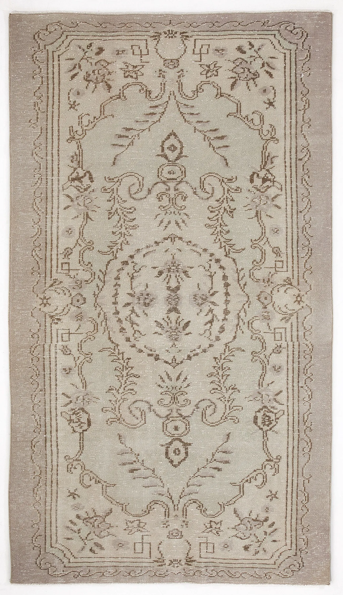Retro Design Beige Over Dyed Vintage Rug 4'10'' x 8'8'' ft 148 x 265 cm