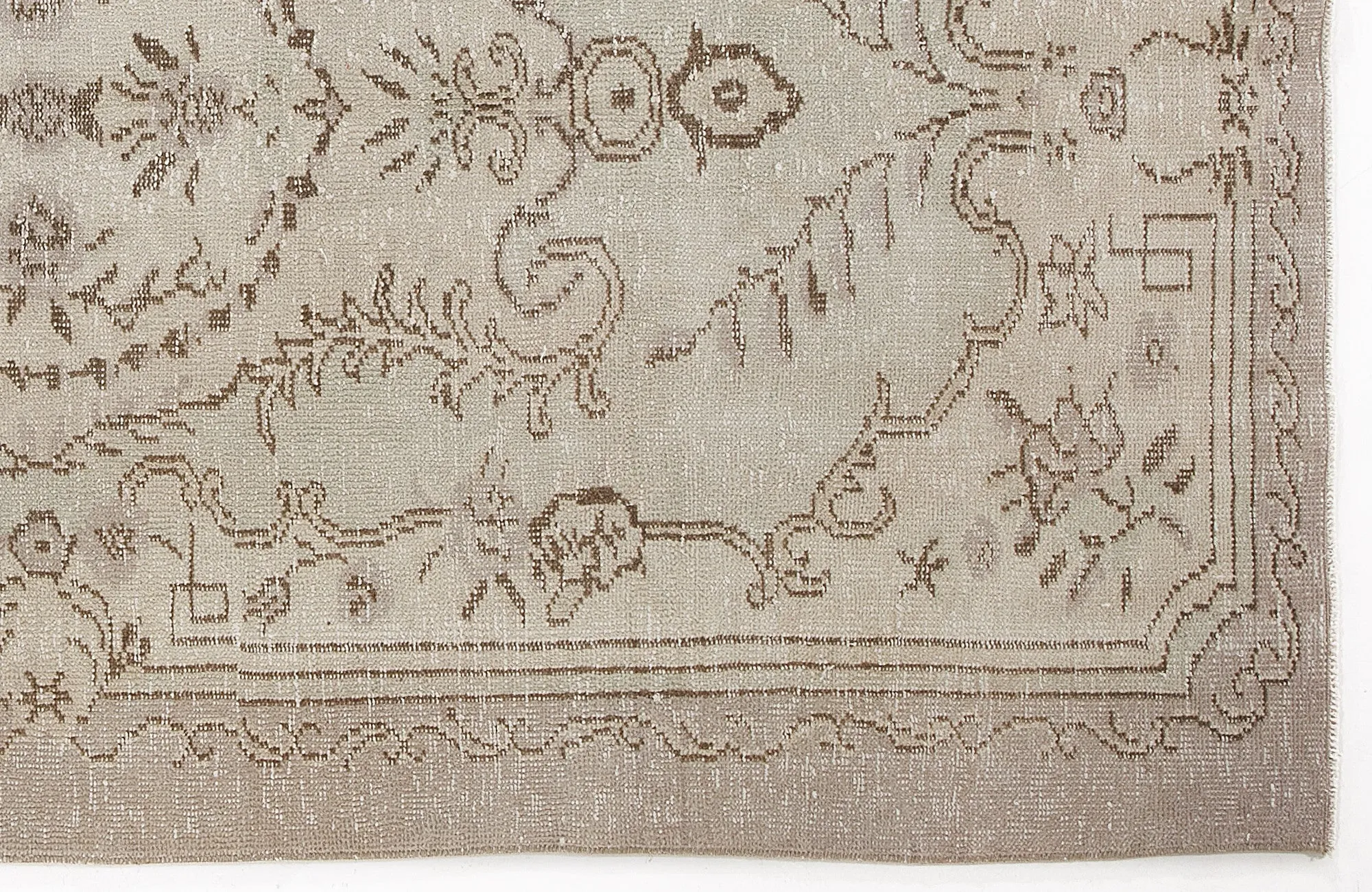 Retro Design Beige Over Dyed Vintage Rug 4'10'' x 8'8'' ft 148 x 265 cm
