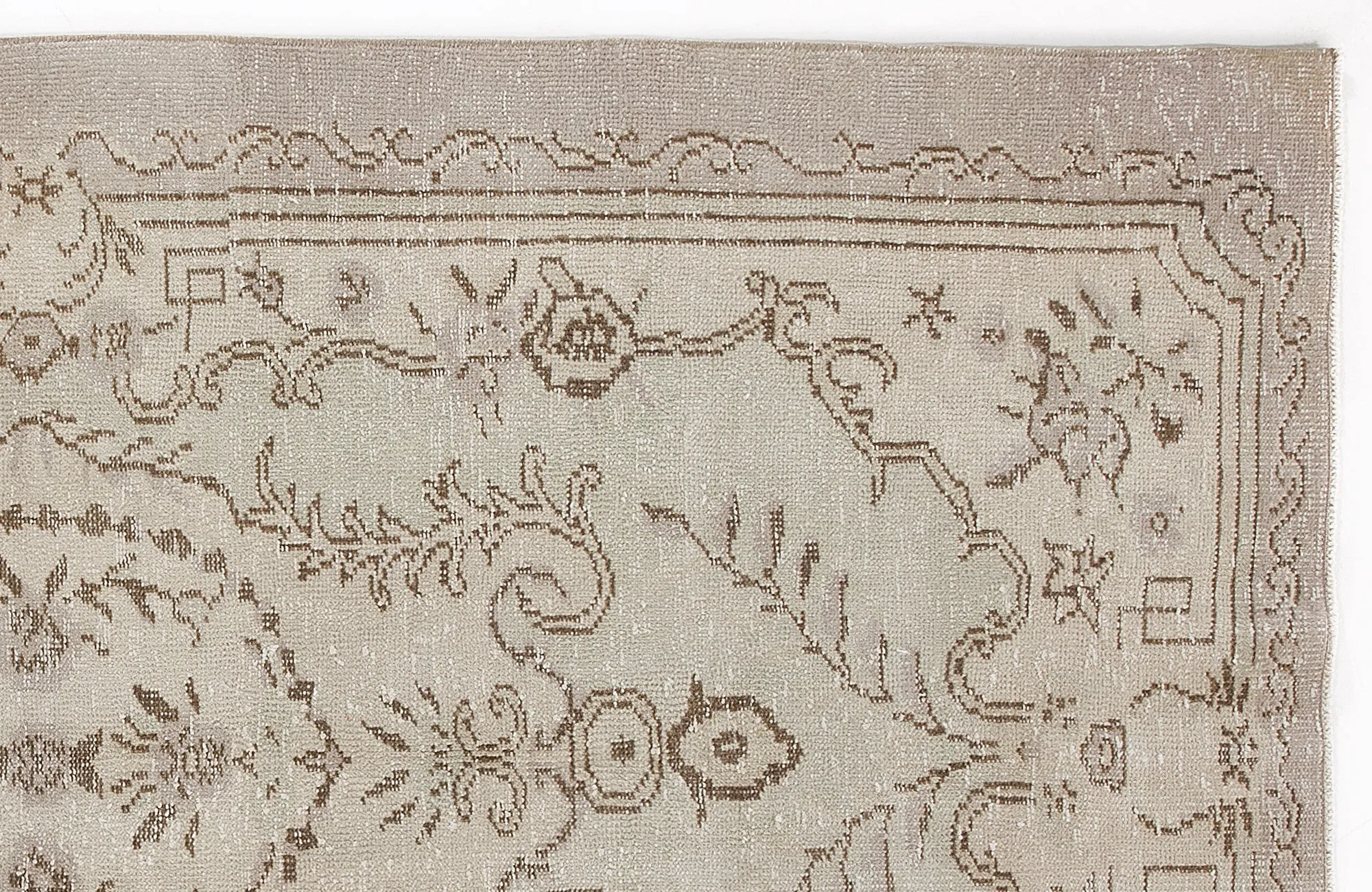 Retro Design Beige Over Dyed Vintage Rug 4'10'' x 8'8'' ft 148 x 265 cm