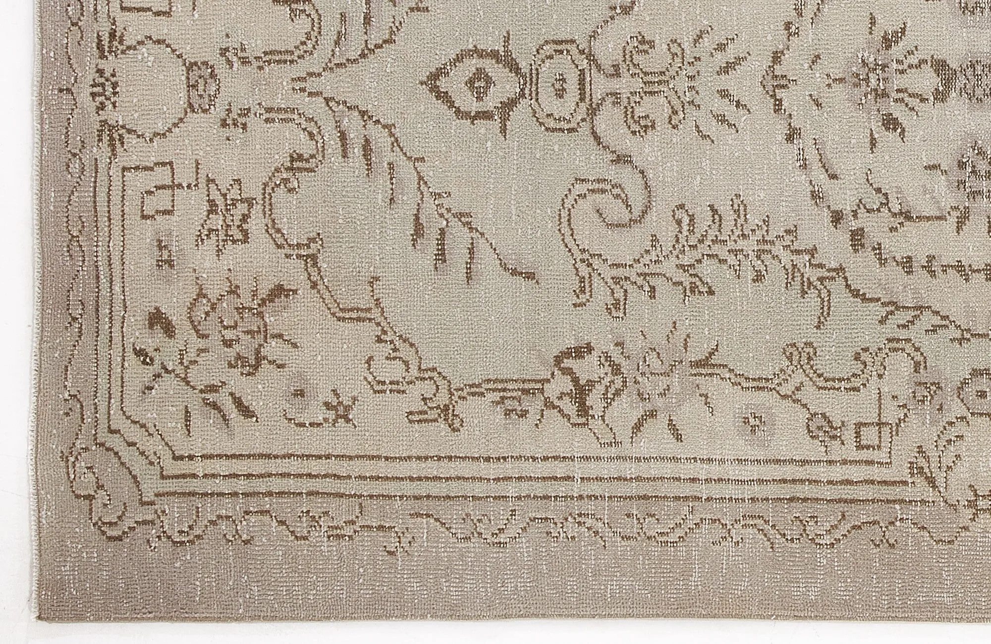 Retro Design Beige Over Dyed Vintage Rug 4'10'' x 8'8'' ft 148 x 265 cm