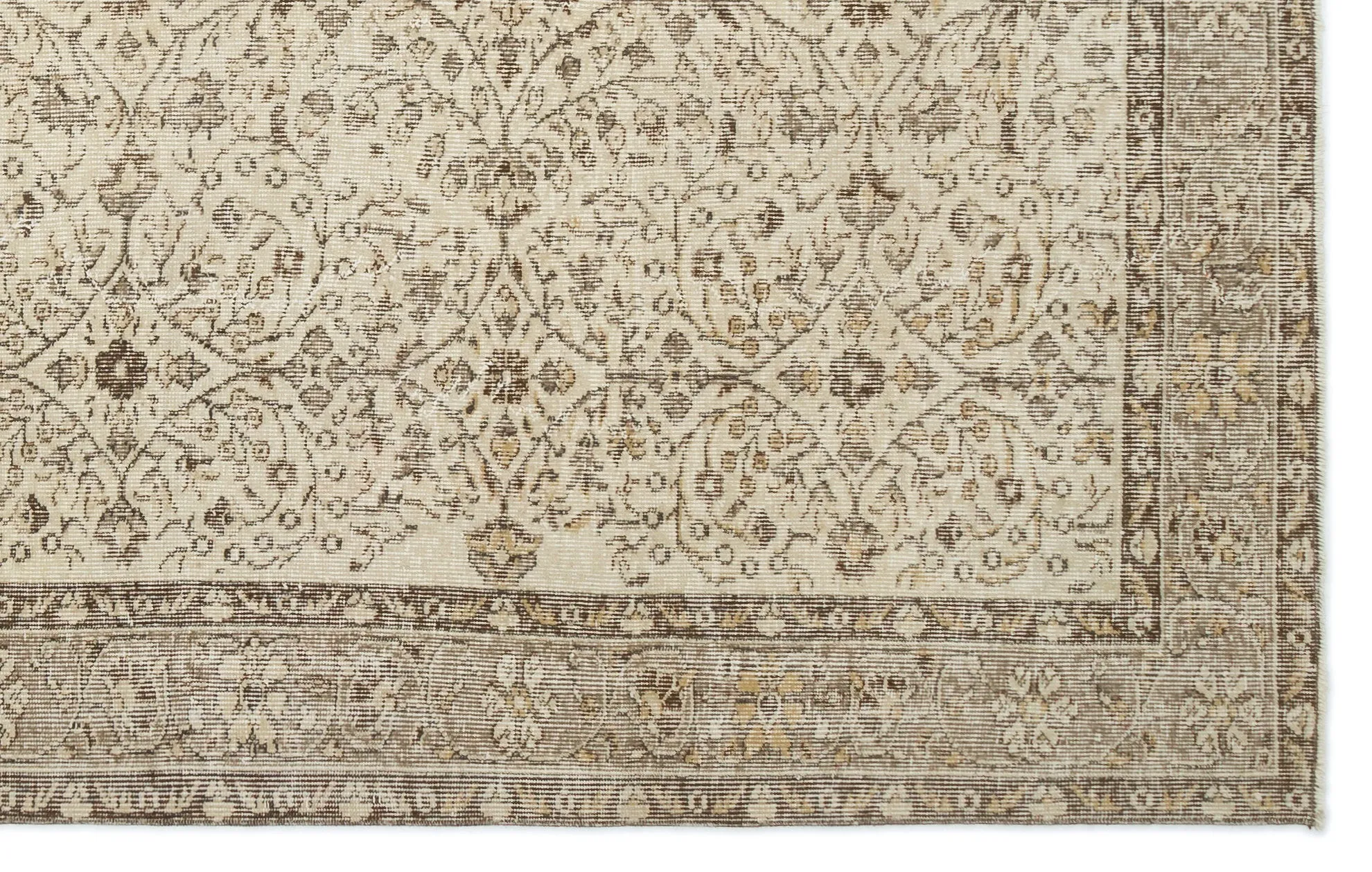 Retro Design Beige Over Dyed Vintage Rug 5'10'' x 9'2'' ft 177 x 280 cm