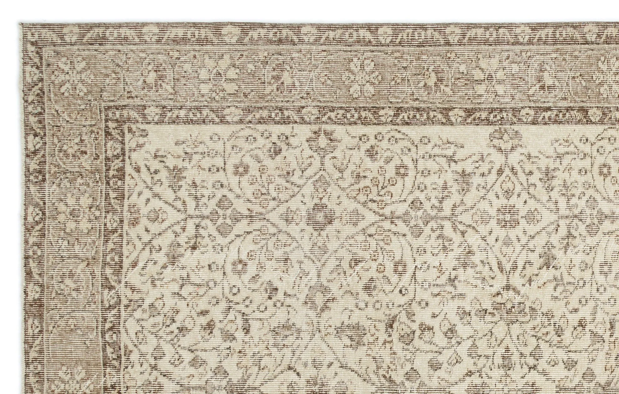 Retro Design Beige Over Dyed Vintage Rug 5'10'' x 9'2'' ft 177 x 280 cm