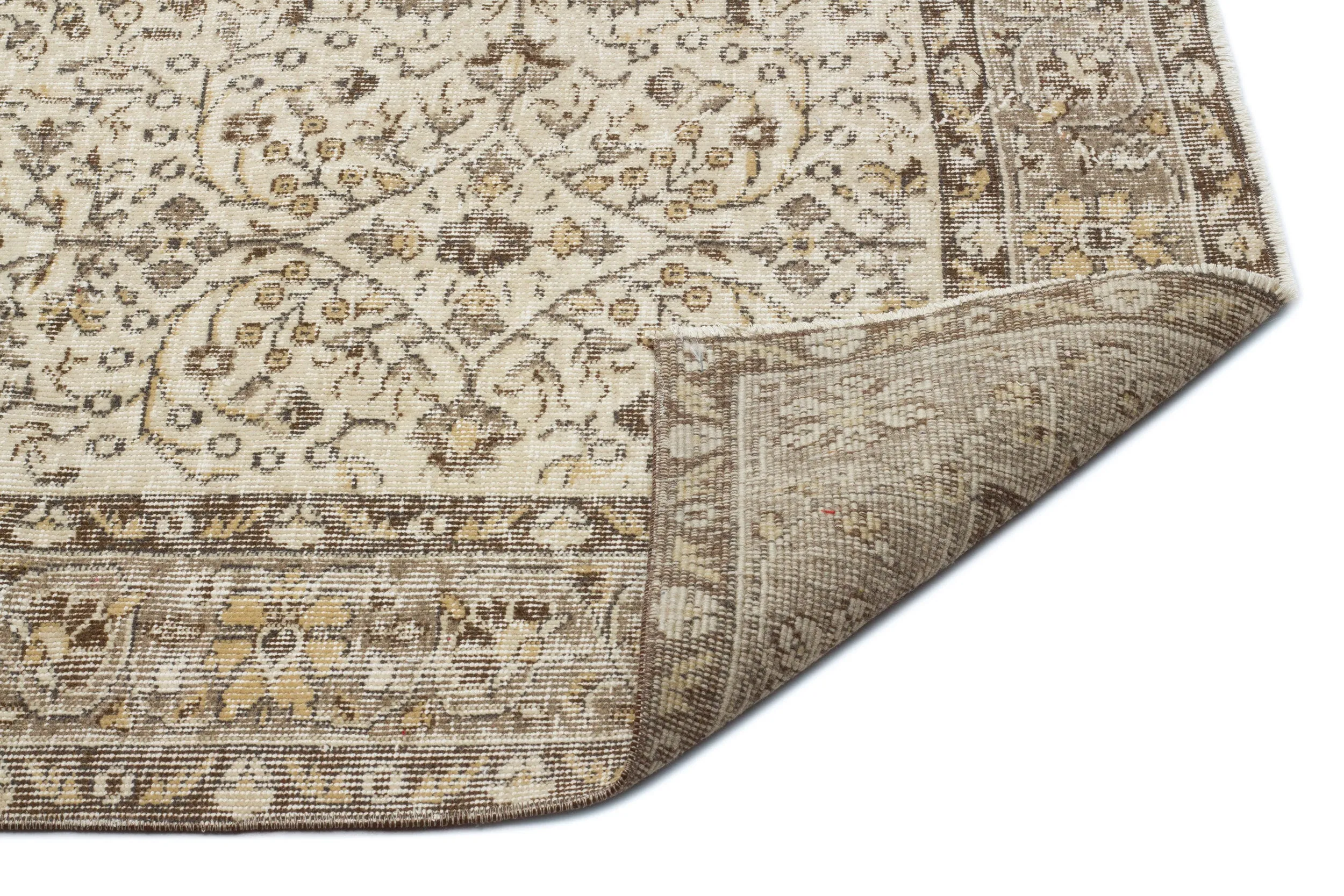 Retro Design Beige Over Dyed Vintage Rug 5'10'' x 9'2'' ft 177 x 280 cm