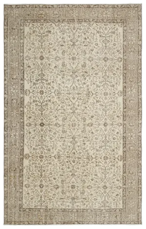Retro Design Beige Over Dyed Vintage Rug 5'10'' x 9'2'' ft 177 x 280 cm