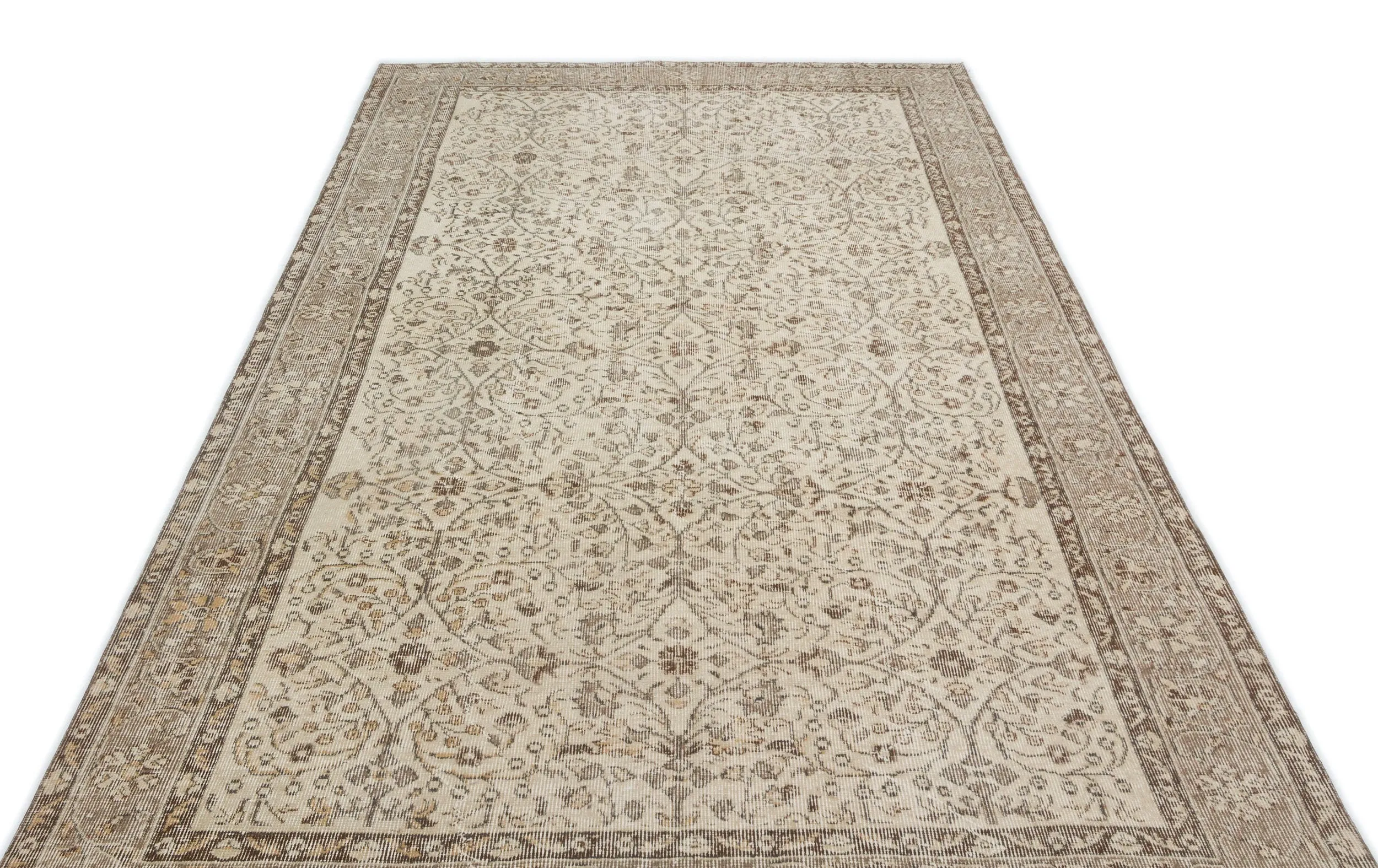 Retro Design Beige Over Dyed Vintage Rug 5'10'' x 9'2'' ft 177 x 280 cm