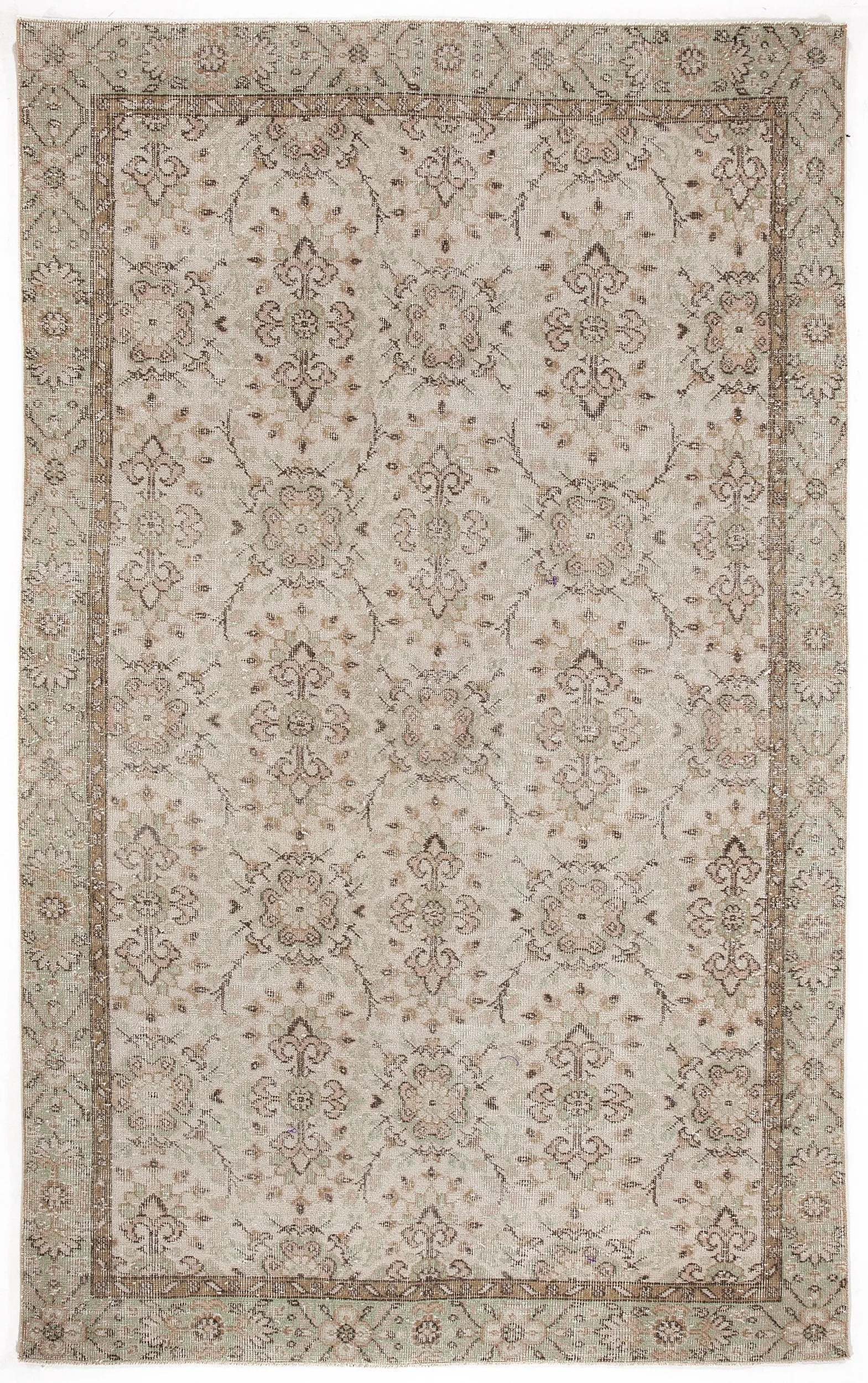 Retro Design Beige Over Dyed Vintage Rug 5'10'' x 9'2'' ft 178 x 280 cm