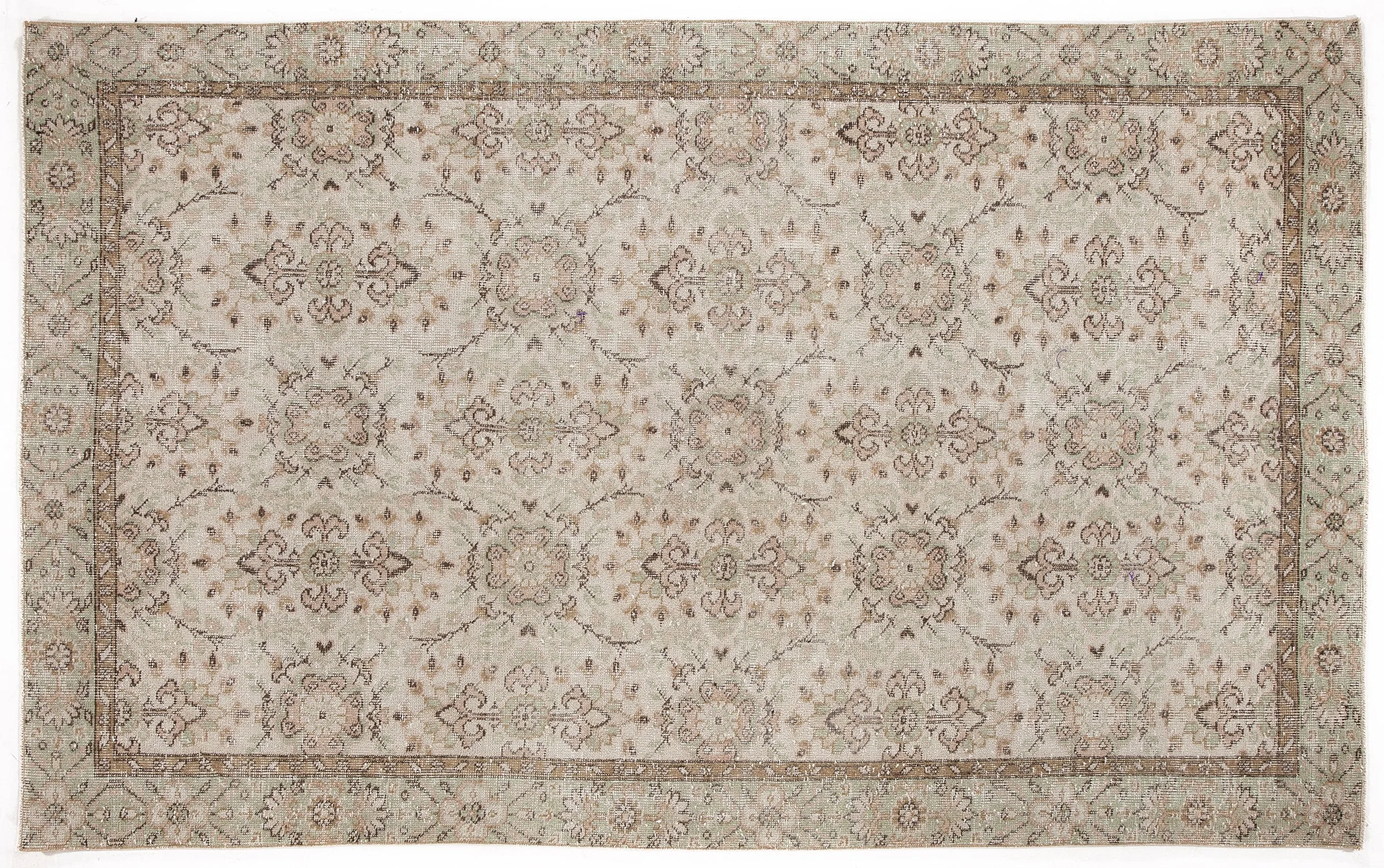Retro Design Beige Over Dyed Vintage Rug 5'10'' x 9'2'' ft 178 x 280 cm