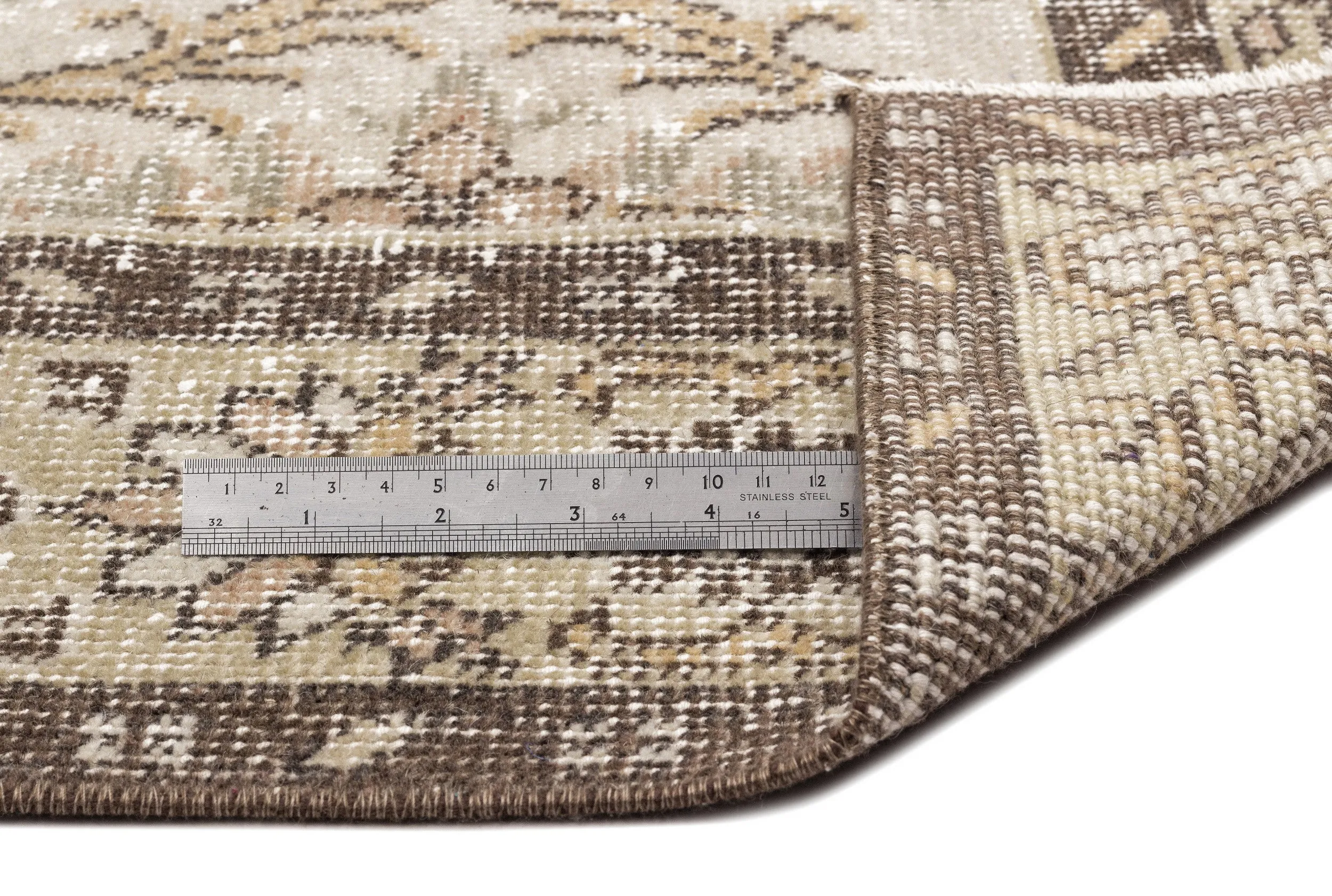 Retro Design Beige Over Dyed Vintage Rug 5'12'' x 9'8'' ft 182 x 295 cm