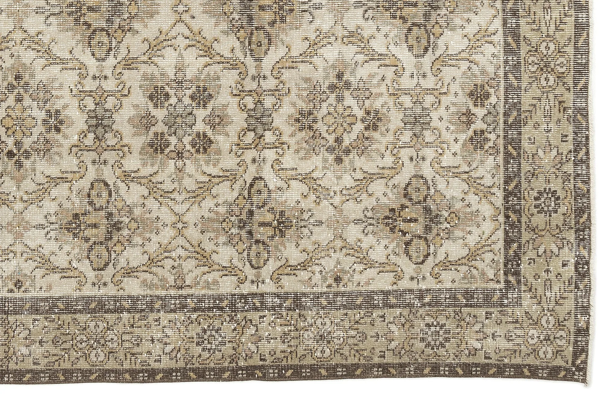 Retro Design Beige Over Dyed Vintage Rug 5'12'' x 9'8'' ft 182 x 295 cm
