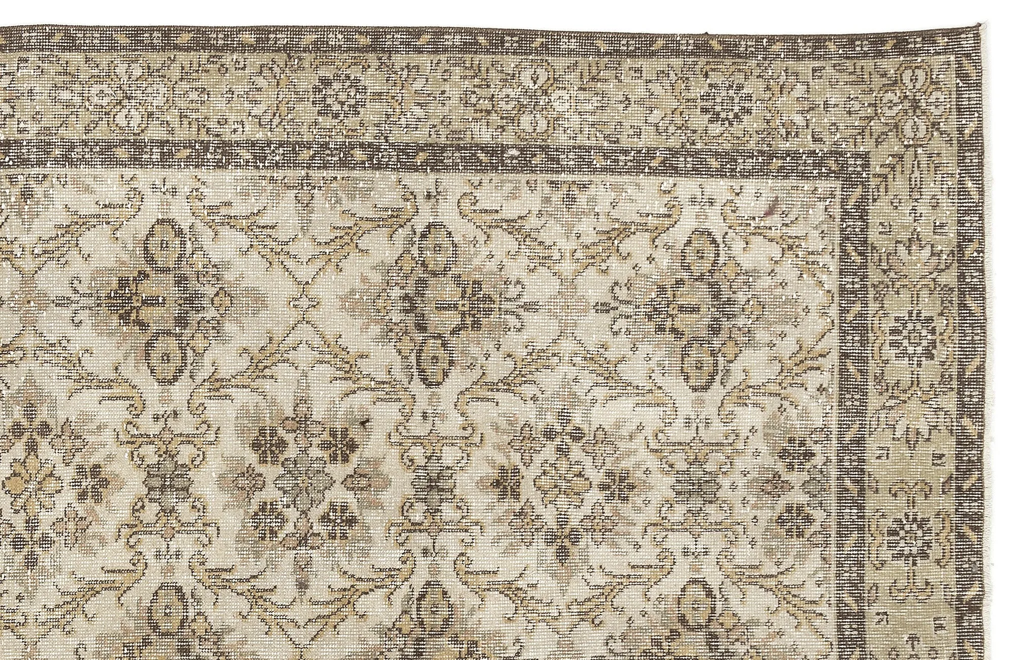 Retro Design Beige Over Dyed Vintage Rug 5'12'' x 9'8'' ft 182 x 295 cm