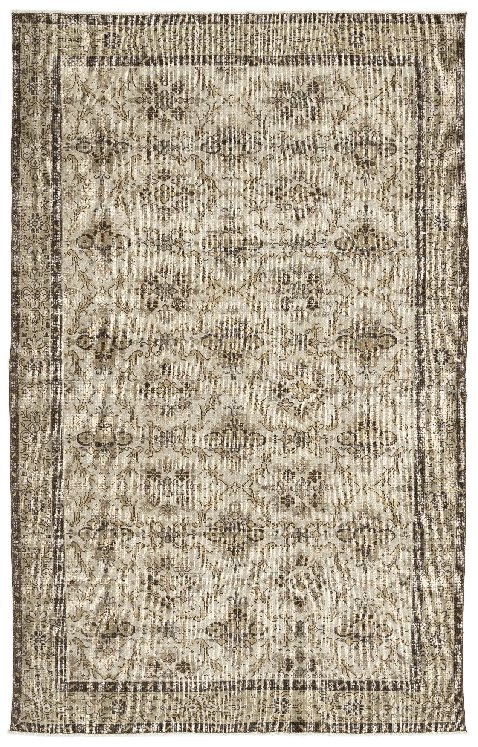 Retro Design Beige Over Dyed Vintage Rug 5'12'' x 9'8'' ft 182 x 295 cm