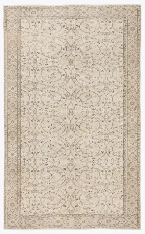 Retro Design Beige Over Dyed Vintage Rug 5'7'' x 9'1'' ft 171 x 278 cm