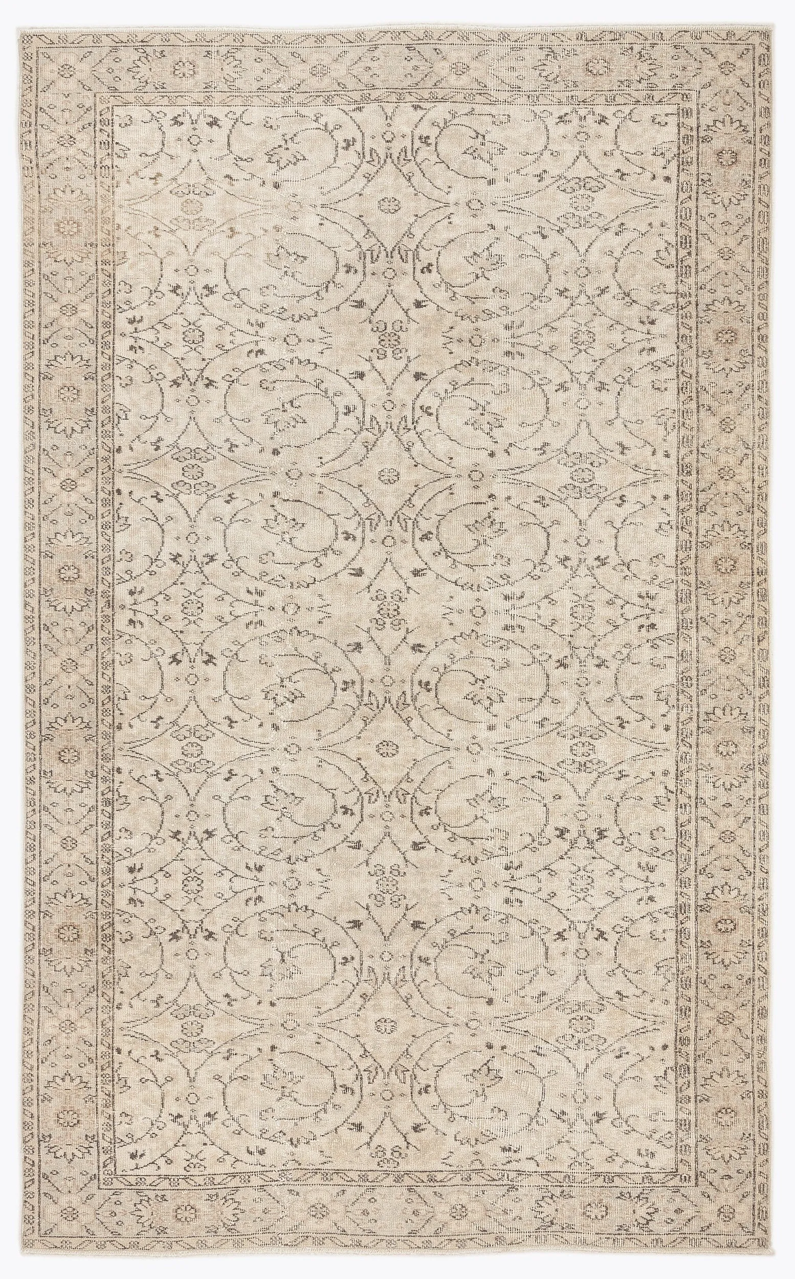 Retro Design Beige Over Dyed Vintage Rug 5'7'' x 9'1'' ft 171 x 278 cm