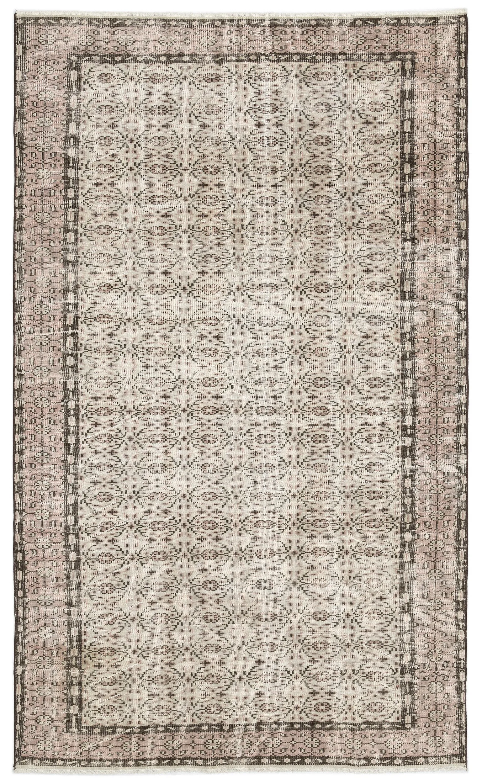 Retro Design Beige Over Dyed Vintage Rug 5'7'' x 9'2'' ft 170 x 280 cm