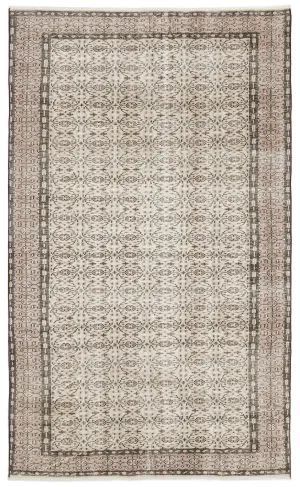 Retro Design Beige Over Dyed Vintage Rug 5'7'' x 9'2'' ft 170 x 280 cm
