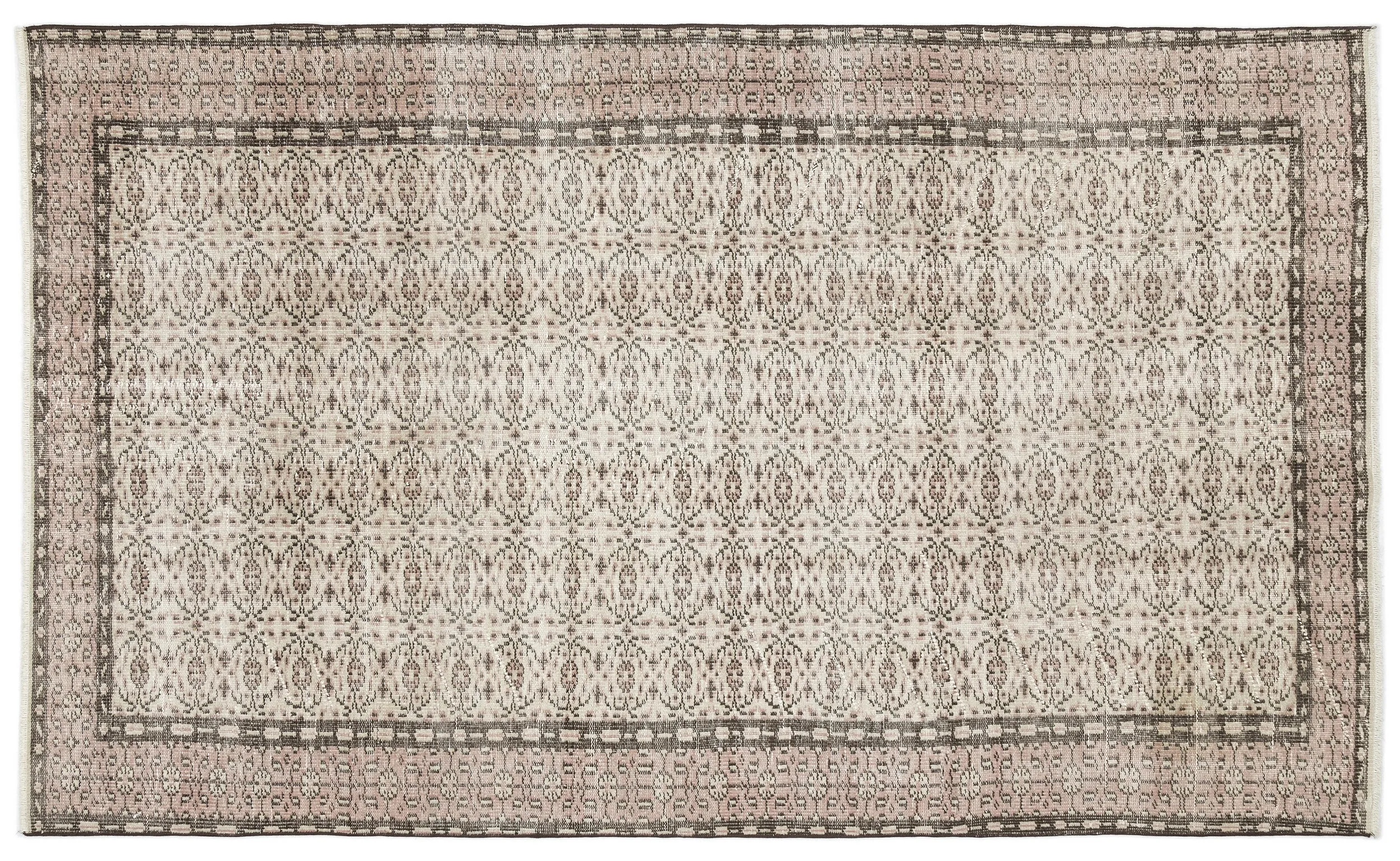 Retro Design Beige Over Dyed Vintage Rug 5'7'' x 9'2'' ft 170 x 280 cm